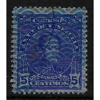 VENEZUELA 1932 5c VIOLET SECURITY PAPER SIMON BOLIVAR SG 414 FINE USED#2
