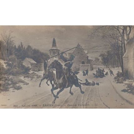 Salon 1909 Horse Trampling Over Dead Killed Soldier Antique French War Painting