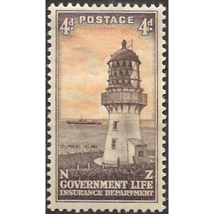 New Zealand 1947 L47 4d Brown & Yellow-Orange Life Assurance Mounted Mint .