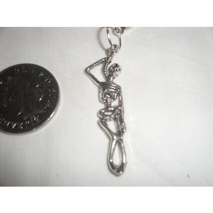 Hanging skeleton alloy dangle leverback earrings scary horror goth