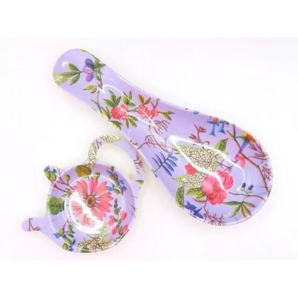 Blossom Melamine Spoon & Teabag Holder Set Kitchen Household Gift Home