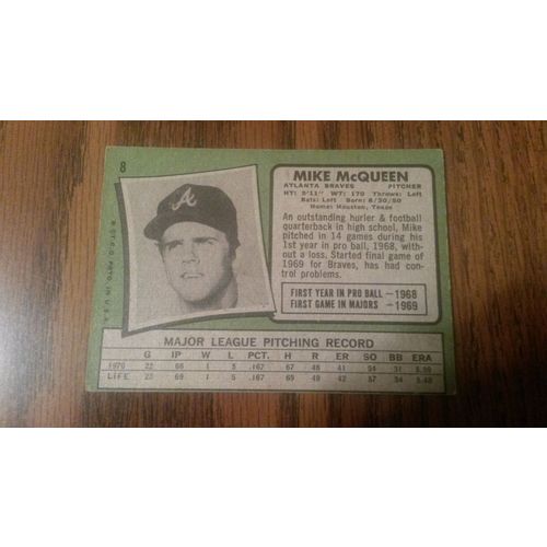 1971 Topps Card # 008 Mike McQueen Poor (1) Atlanta Braves