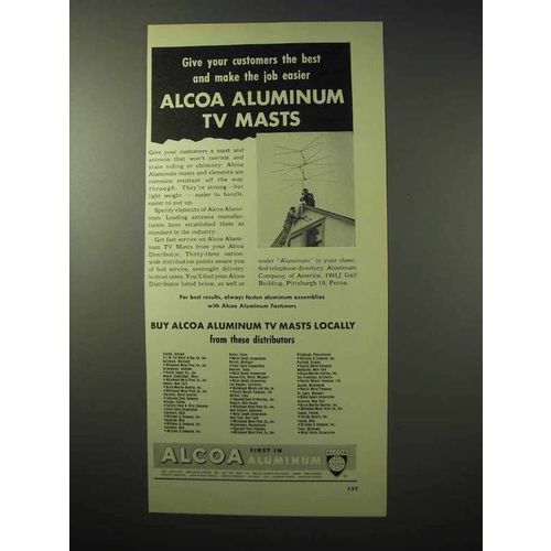 1950 Alcoa Aluminum TV Masts Ad - Give The Best