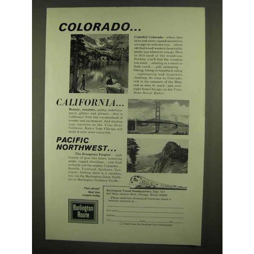 1965 Burlington Route Railroad Ad - Colorado