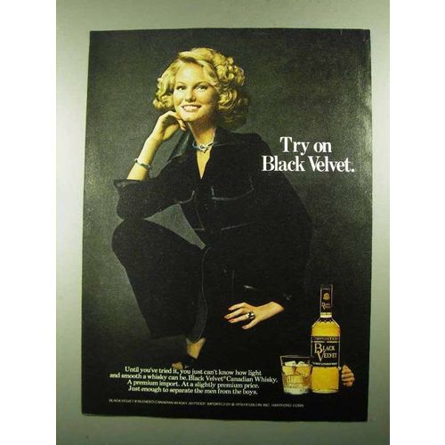 1976 Black Velvet Canadian Whisky Ad - Try On
