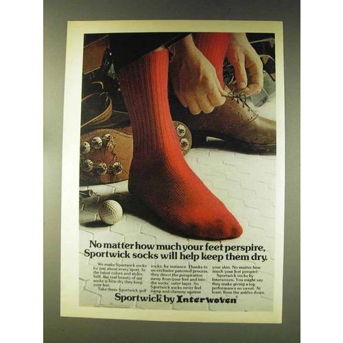 1976 Interwoven Sportwick Socks Ad - Keep Them Dry