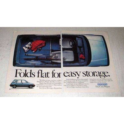 1985 Honda Civic Wagon Ad - Folds Flat for Storage
