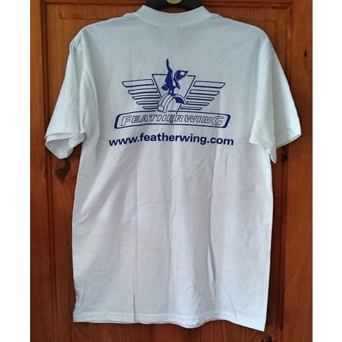 White T-Shirt with Featherwing Logo - Size Medium