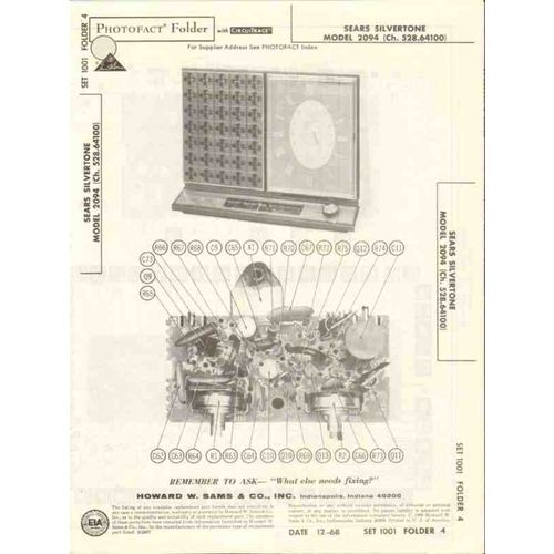 SEARS SILVERTONE model 2094 Ch. 528-64100 radio Sams Photofact manual