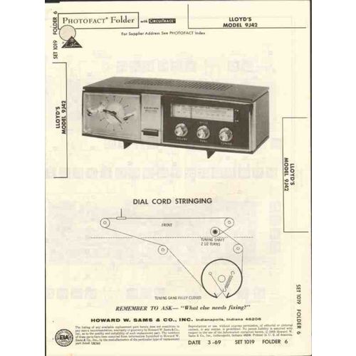 LLOYDS model 9J42 AM FM clock radio Sams Photofact manual
