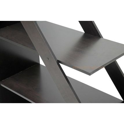 Brown Display Shelving Unit Divider Decor Shelf Bookcase Modern Angled Design
