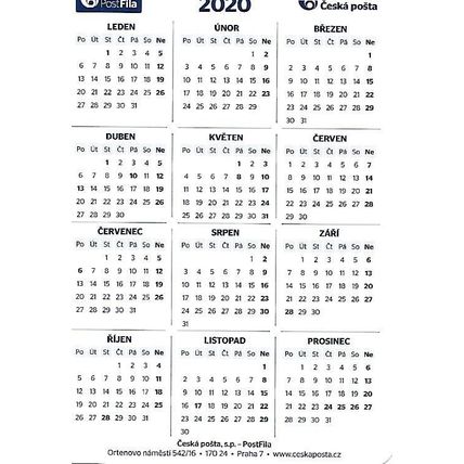 Česká Pošta: Postfila Calendar 2020