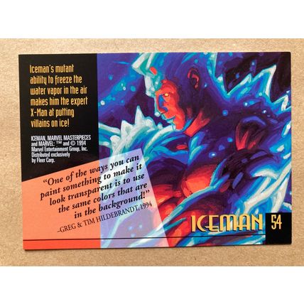 Marvel Masterpieces 1994 Base trading Card # 54 Iceman (B) Fleer