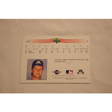 Billy Lott 1992 Classic Best NO. 357