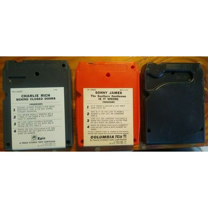 (3) Sonny James, Charlie Rich, Tammy Wynette 8 track tapes - Behind Closed Doors