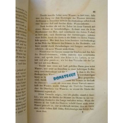 1850 ABHANDLUNG UBER PERKUSSION UND AUSKULTATION by DR JOSEF SKODA German HC