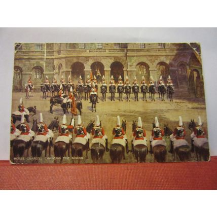 HORSE GUARDS CHANGING THE GUARD, London used postcard vintage 1936 pm military /