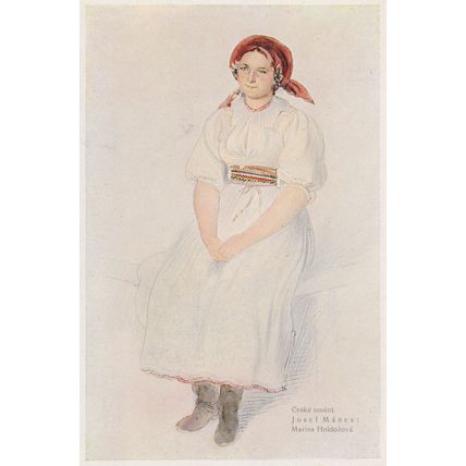 Josef Manes Marina Hnidozova Czech Artist Portrait Painting Postcard