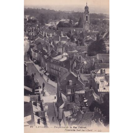 Langres Rue Diderot Panorama Old French Postcard