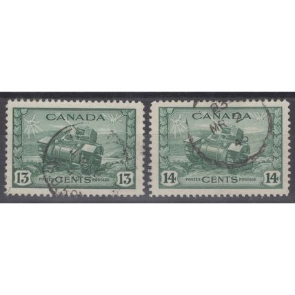 ZAYIX - 1942-43 Canada 258-259 Used 13c & 14d WWII Ram Tank 060222S141M