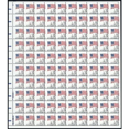 2114a, MNH 22¢ Flag Two Way Misperfed Freaky Error Pane of 100 - Stuart Katz