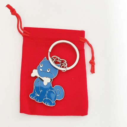 Dog & Bone Keyring Key Ring Blue Gift Keychain Bag Charm Metal Enamel Chain A37