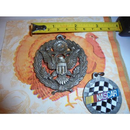 Antique Round Metal American Eagle Pendant & Free Nascar Keyfob! $20.00 obo!