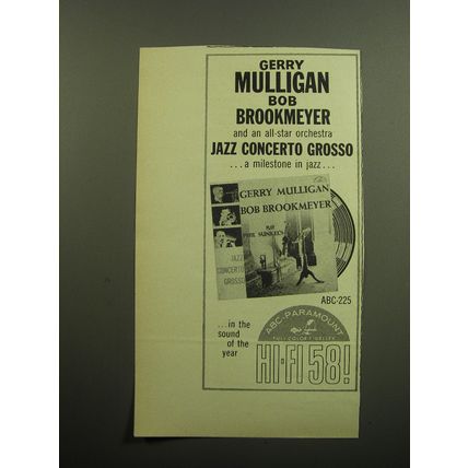 1958 ABC-Paramount Record Ad - Gerry Mulligan Bob Brookmeyer