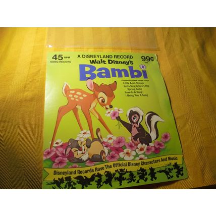 DISNEYLAND BAMBI 1975 45 RPM RECORD!!! $15.00 Shipped!! This mid 70's 45 RPM,,,