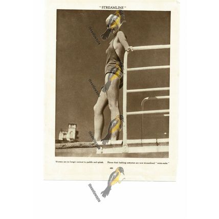 Streamlined 'Swim-suits', Ladies Fashions 1920s, Book Illustration (Print), 1935