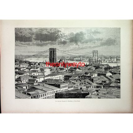 Work On The Brooklyn Bridge, New York, USA, Book Illustration (Print), 1895
