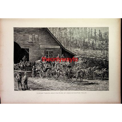 Reno Station, Coach For Virginia City, USA, Book Illustration (Print), 1895