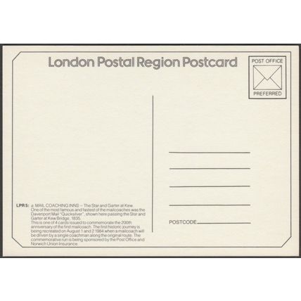 Four Mail Coaching Inns, London, 1984 - London Postal Region Postcards