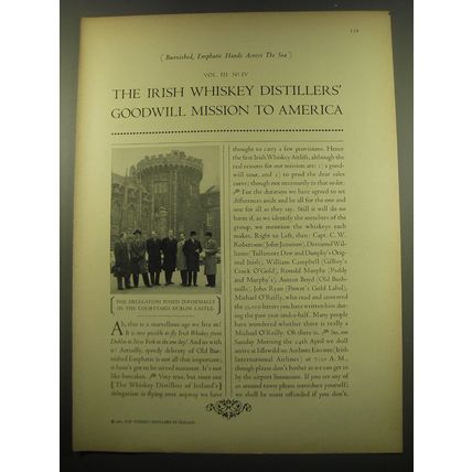 1960 The Whiskey Distillers of Ireland Ad - Goodwill Mission to America