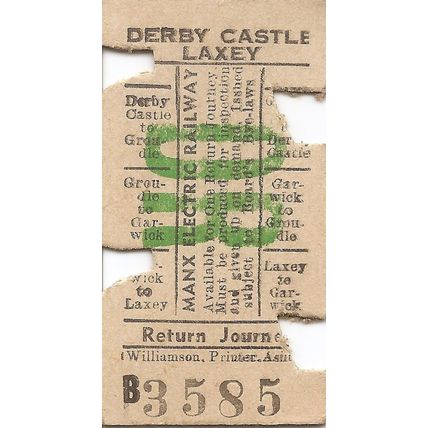 Manx Electric Railway Edmondson Ticket - Derby Castle to Laxey