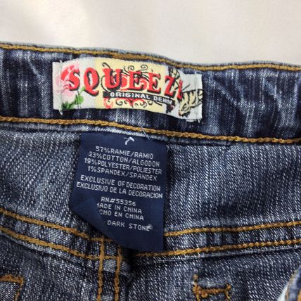 Squeeze Girls Size 7 Adjustable Waist Distressed Blue Jeans Straight Leg