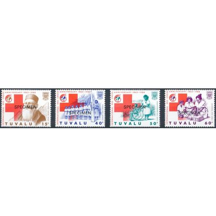 125th Anniv International Red Cross: Specimen - Tuvalu 1988 - MNH - SG 518/21s