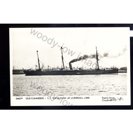 LS2606 - Cunard Liner - Catalonia at Liverpool c1890 - Pamlin postcard