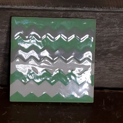 Chevron Kitchen Tile - 4x4 - Mint Green Gray, white.