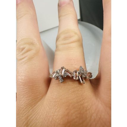 Ring Bomb Party Sz11 RBP Brilliant Peach Gem Clusters Rhodium Pl