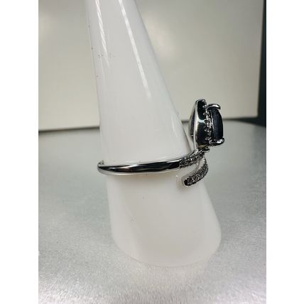 Ring Bomb Party Sz11 RBP Navy Triangle Gem Split Rhodium P Band Jewelry