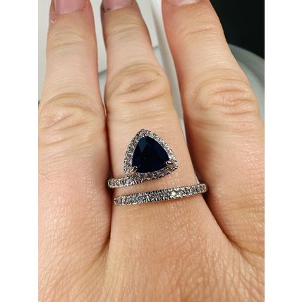 Ring Bomb Party Sz11 RBP Navy Triangle Gem Split Rhodium P Band Jewelry
