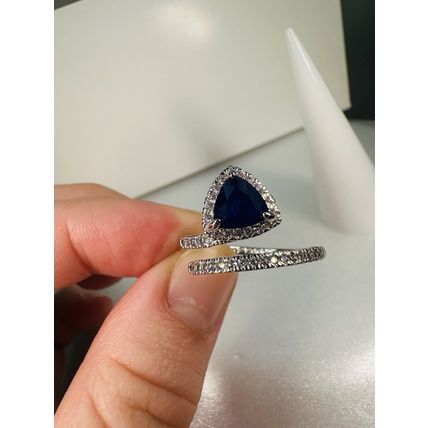 Ring Bomb Party Sz11 RBP Navy Triangle Gem Split Rhodium P Band Jewelry