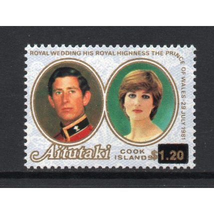 Aitutaki - 1983 - $1.20 Surch. on $1.40 Royal Wedding Issue of 1981 (sg464) MNH