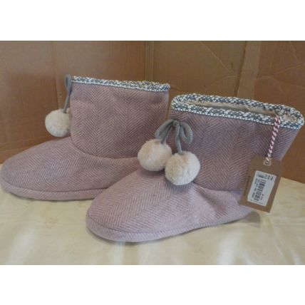 Pair of Ladies Slipper Booties - Faux Fur Lined - Pink - Med 5-6 – NEW