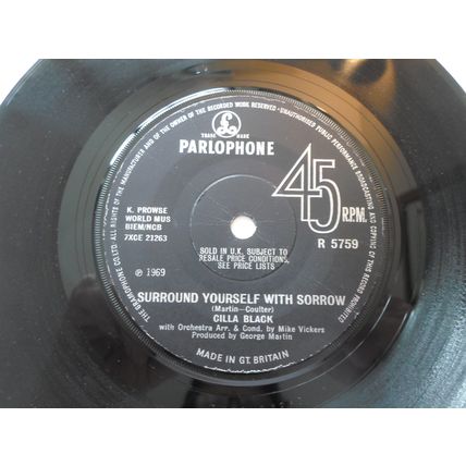 7" 1969,CILLA BLACK.SURROUND YOURSELF WITH SORROW, PARL R 5759.LONDON BRIDGE.NM