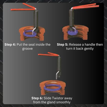 Hydraulic Seal Installation Tool Set – 6 Piece Seal Twistor Tool Including Two S