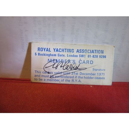 ROYAL YACHTING ASSOCIATION Member's card, December 1971 =