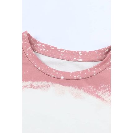 Pink Tie Dye Color Bleached Short Sleeve T Shirt