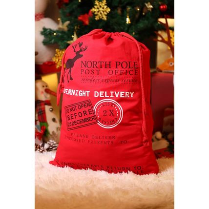 Fiery Red Christmas Drawstring Large Gift Bag